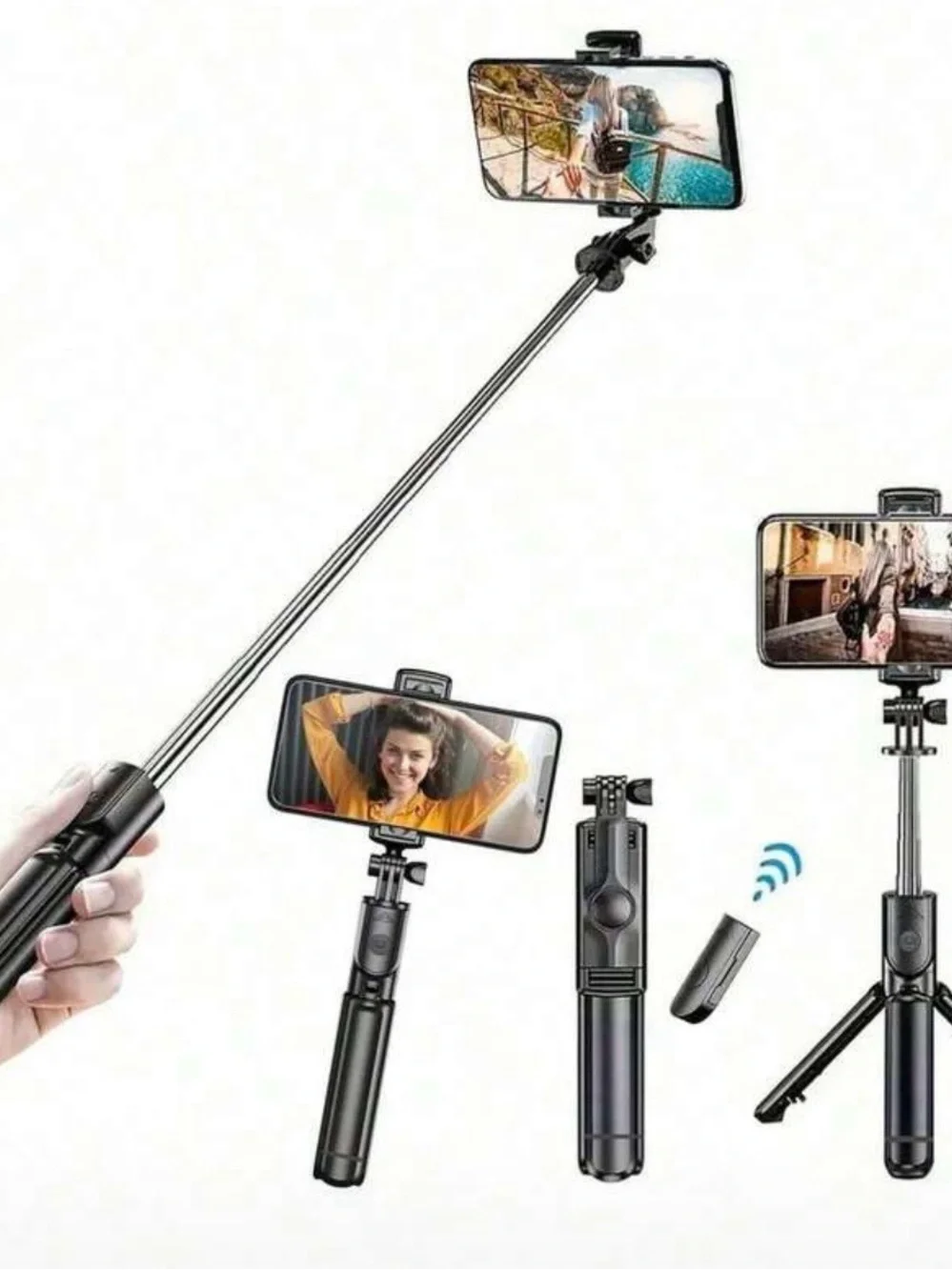 Bluetooth Remote Selfie Stick Tripod for Smartphones - Black